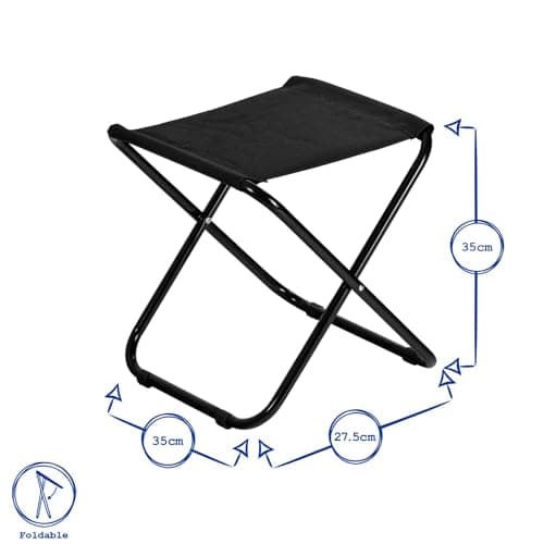 Harbour Housewares Folding Stools - Black - Pack of 2 - Canvas Camping Stool Adults Small Portable Lightweight Outdoor Foldable Garden Seat for Fishing, Travelling, Picnics — view 3