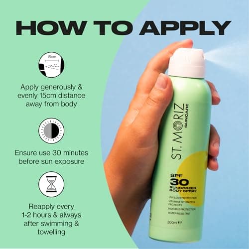 ST. MORIZ Suncare SPF 30 Sunscreen Body Spray | Hydrating UVA & UVB SPF 30 Invisible Protection Sun Spray Mist for Body with Vitamin E | Water Resistant | Dermatologically Tested | Vegan | 200ml — view 4