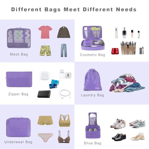 BAGAIL Packing Cubes for Suitcase 8 Set, Lightweight Luggage Packing Organizers Packing Cubes for Travel Accessories — view 5