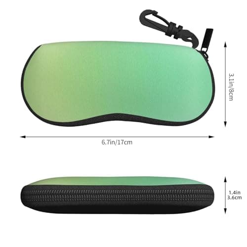 QJKFDHG Mint Green Double-Sided Custom Printed Neoprene Glasses Case - Ultra Light Slim Eyewear Pouch, Travel Sunglasses Holder for Unisex Adults — view 3