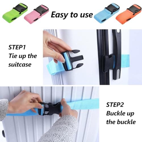 Luggage Straps - Suitcase Straps, Adjustable Luggage Belt, Thickened Packing Belts, Baggage Security Straps, Travelling Luggage Accessories for Handbag, Luggage, Suitcase, Carts (Blue, 2PCS) — view 5