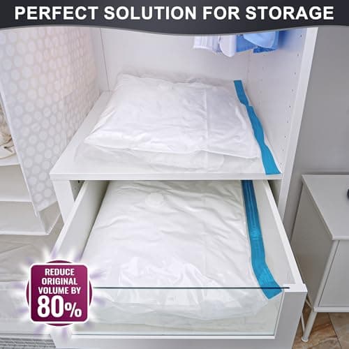 Oumaru Vacuum Storage Bags for Clothes, Vacuum Bags, Space Saver Bags for Clothes, Duvets and Pillows, Hand Pump Included, Pack of 10, Medium Size — view 5