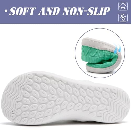 YOSFDC Women's Slip on Sneakers Women Tennis Comfortable Athletic Breathable Lightweight Walking Shoes for Gym, Work and Travel, Teal Green Wide, 3 UK — view 4