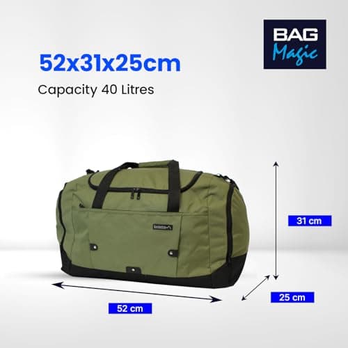 Medium Sports Holdall 40L – 52x31x25cm Gym Bag, Travel Duffle Bag with Shoulder Strap – Lightweight Carry-On Cabin Luggage for Men & Women - Khaki — view 5