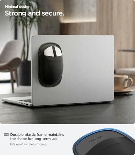 Spigen Ultra-Slim Stick-On Mouse Holder for Laptop, Premium Durable Fabric Mouse Pouch, Strong Adhesive & Tear-Resistant Storage Pocket for Wireless Mouse Compatible with Macbook Neo Pro Air and More — view 5