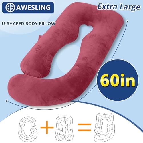 AS AWESLING Shredded Memory Foam U Shaped Maternity Pillow with Cover — view 5