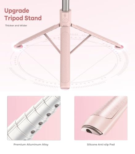 RISEOFLE Phone Tripod & Selfie Stick, 180cm Aluminum All in One Extendable Tripod for Smartphone, Portable Travel Tripod Stand with Wireless Remote Control for iPhone/Samsung/Android/Camera-Pink — view 2