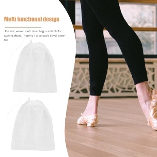 LRXIYODE 50pcs Non-Woven Fabric Shoe Bags Drawstring Dustproof Travel Shoe Covers Medium 32x38cm Portable Storage Pouch for Men Women Gym and Handbag Use — view 6