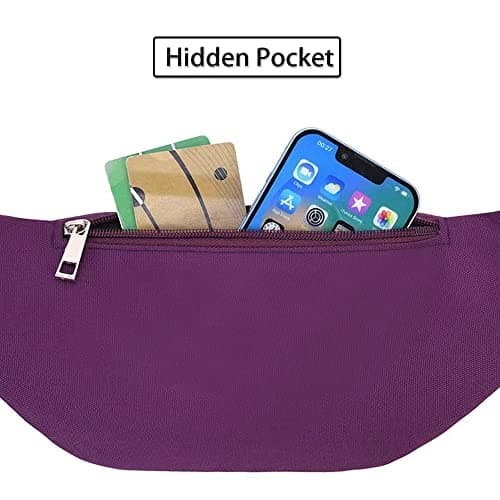 Bumbags and Fanny Packs for Men Women Hiking Running Travel Waterproof Waist Bag Walking Dog Outdoor Sport for Ladies Boys Purple — view 4