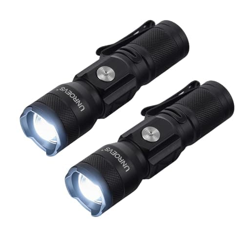 UNROEVS Pocket Flashlight Rechargeable with 1200 Lumens,Mini Small EDC Flashlights with Magnet & Clip,Compact Powerful Flash Light-Zoomable,Adjustable Brightness and 1 Mode for Everyday Carry.