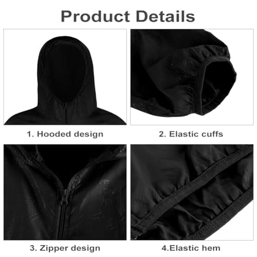 BSBUY Mens Waterproof Jackets Lightweight Rain Jacket Packable Hooded Rain Coats Fast Dry Raincoat Windproof Shell Jacket with Storage Bag and Pocket Solid Color Pullover Top for Travel Hiking Camping — view 4