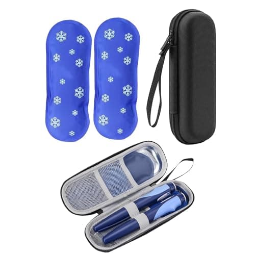 RJFUJP Insulin Cooler Travel Case, Monjaro Travel Case with 2 Ice Packs, Insulin Pen Case for Diabetic Supplies, Lightweight Durable Small Storage Black Insulin Travel Cases Cooler for Flight