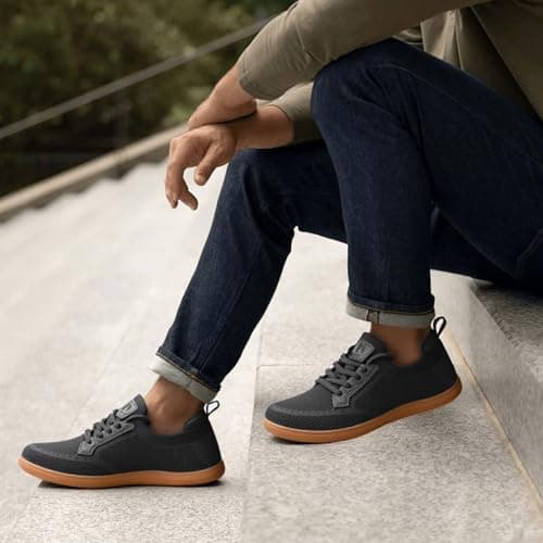 penicfine Women's/Men's Wide Barefoot Shoes,Minimalist Style Casual Shoes,Zero Drop Outdoor Walking Shoes., A Deep Gray, 11 Wide Women/9 Wide Men — view 3
