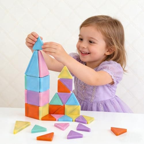 MEESHEEP Travel Magnetic Tiles for Girls 42PCS Mini Travel Set with Tin — view 5