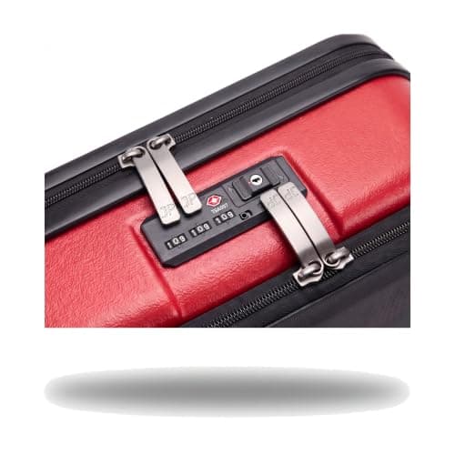 JUST PACK Cabin Suitcase with Laptop Compartment, Hard Shell Carry On Hand Luggage 55x36x20cm, TSA Lock, 8 Spinner Wheels, Lightweight ABS Cabin Bag, Maroon — view 6