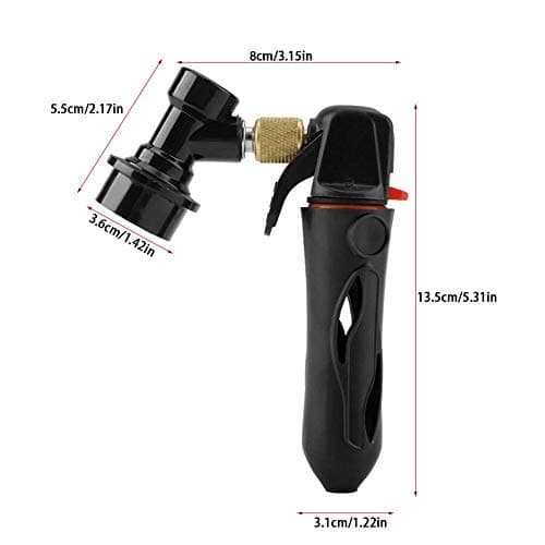 Portable Homebrew Keg Charger Handheld CO2 Injector Draft Beer Dispenser Beer Wine Soda CO2 Charger with Ball Lock for Homebrew Soda Valve(Black) — view 2