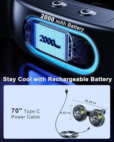 Nauttxon Battery Fan for Car Backseat with 360° Rotatable 3 Speed — view 3
