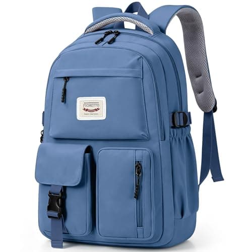FIORETTO Lightweight School Backpack Womens, Cute School Bag for Teenager Girls, 15.6 Laptop Rucksack Backpack for School Casual Daypacks Travel Backpack for College Work Dark blue 25L