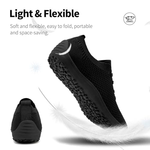 XKOWUO Womens Barefoot Shoes Slip On Walking Tennis Sneakers Sports Yoga Zero Drop Casual Minimalist Lightweight Breathable Soft House Shoe All_Black UK 6 — view 5