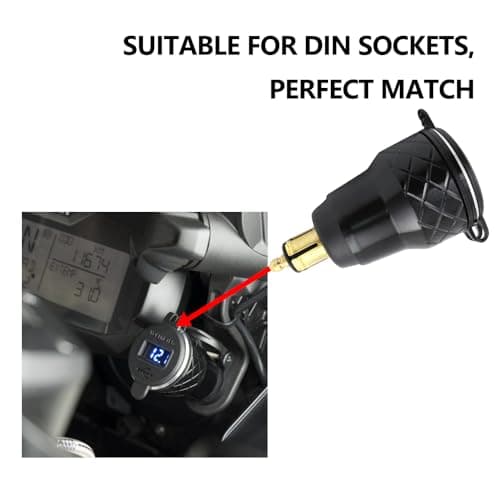 Lunriwis Aluminum Alloy Motorcycle USB Charger DIN Plug Charger Metal Quick Charge Adapter with Voltmeter with 2 USB Ports for BMW Ducati — view 5