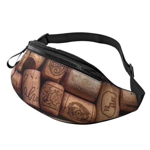 Wine Cork Printed Bumbag Waist Pack with Headphone Hole for Men Women - Adjustable Sport Fanny Bag for Outdoors Workout Hiking