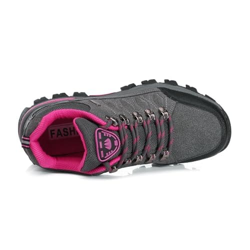 VLOOKST Hiking Boots Mens Outdoor Non-Slip Lace-up Walking Trekking Shoes Sneaker for Climbing Backpacking Camping,8018 Grey Rose,3.5 UK — view 4