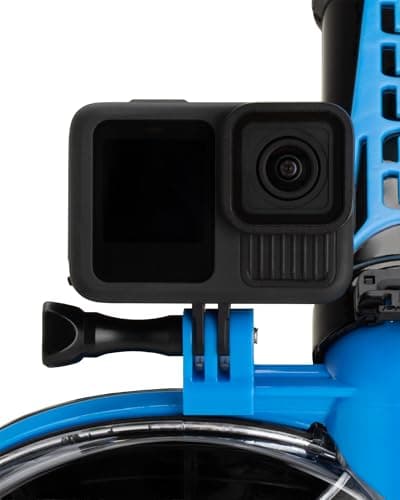 Cressi Duke Action Full Face Snorkel Mask - CO2 Safe Dry Snorkel System - Wide View Anti Fog Mask - Action Cam Mount for Snorkelling - Black/Blue - M/L — view 5
