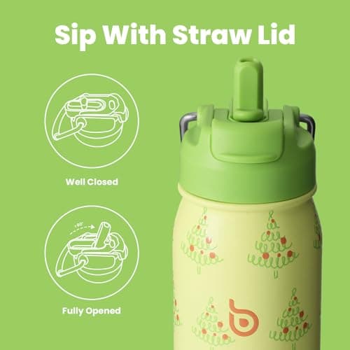 BOTTLE BOTTLE 24 oz sports water bottle stainless steel insulated water bottle with straw and pills holder (Tree) — view 5