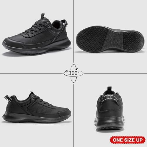 SPIEZ Non Slip Chef Shoes, Lightweight Women Work Trainers, Black UK 4 — view 2