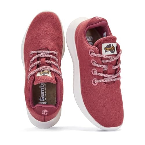 Gumbies Gumrunner Sneakers | Unisex Lightweight Travel Sneakers with Wool Blend Upper, Cotton Lining & Recycled Rubber Outsole | Breathable, Comfortable & Durable | Berry | EU 45