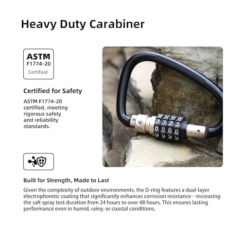 UP Security Combination Lock D Ring with Retractable Cable, 4 Digit Combo Lock for Helmet Safe, Backpack, Luggage Anti-theft, Stroller, Scooter, Gym Locker, Fence, Travel, Outdoor Use (D Ring, Golden) — view 3