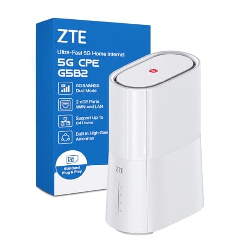 ZTE G5B 2 5G WiFi 6 Router AX3600, Dual Band 2.4GHz/5GHz, High-Gain Antennas + 2 External Ports, 5G NR SA/NSA, Gigabit Ethernet, Unlocked CPE, Up to 64 Devices