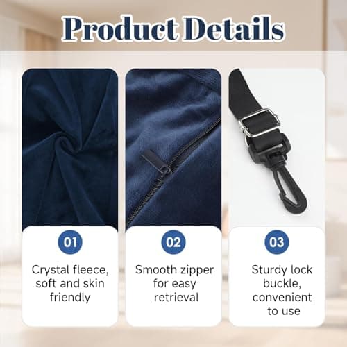 HAVIRI Fillable Travel Pillow, Portable Empty Neck Pillow Stuffable for Travel with Adjustable Straps, Soft Airplane Pillows Stuffable for Essentials Extra Luggage, Travel Essentials(Blue) — view 3
