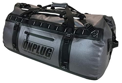 UNPLUG Ultimate Adventure Bag - 1680D Heavy Duty Waterproof Duffel for Travel, Camping, Motorcycle, Hunting, Bug Out (110L Storm Grey)