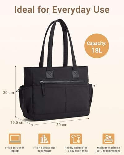Miss Lulu Large Tote Bag for Women, 15.6 Inch Laptop black Handbags — view 4