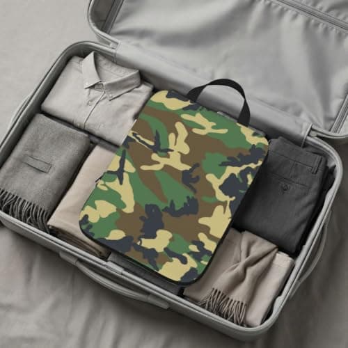 Green Military Camo Print Compression Packing Cubes 4-Piece Set With Multi- Compartment Travel Bag, Waterproof Suitcase Organiser Bags — view 6