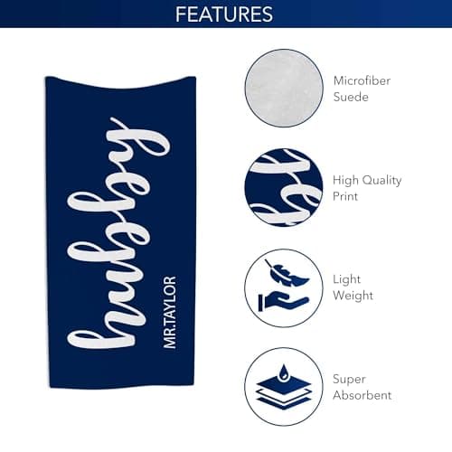 Print Maniacs Personalised Honeymoon Beach Towel Hubby and Wifey Custom Name Microfibre Towel Large Quick Dry Lightweight Travel Towel Holiday Pool Gym Spa Gift — view 3