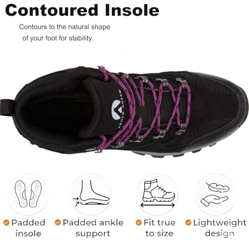 HODTOB Hiking Boots Mens Womens Lace-up Non-Slip Outdoor Men Women Mountain Trekking Shoes for All Season Walking Travelling Backpacking Camping Shoes Sneaker Black Red-5UK — view 5