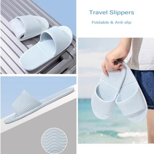 EQLEF Hotel Slippers for Men in UK Size 7-9, Plastic Portable Travel Slippers Anti-slip Foldable Women's Shower Slippers for Hotel Bathroom Spa - 1 Pair — view 4