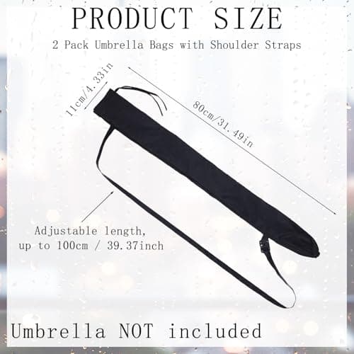 NICENEEDED 2 PCS Upgrade Umbrella Bag with Adjustable Shoulder Strap, 4.53 x 31.5 Inch Waterproof Umbrella Protective Cover, Portable Golf Umbrella Storage Carrying Holder for Travel Home Outdoor — view 2