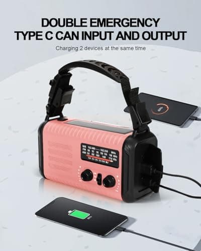 Wind Up Solar Radio, 20000mAh Emergency Hand Crank Weather Radio AM/FM — view 3