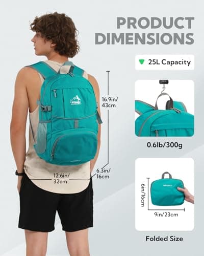 Waterfly Foldable Lightweight Hiking Backpack: 25L Packable Rucksack — view 2