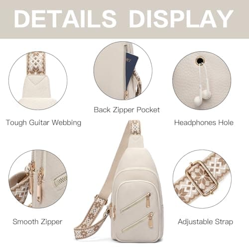 SENDEFN Crossbody Bags for Women Sling Bag Vegan Leather Chest Bag Fanny Pack with Adjustable Guitar Strap for Travel — view 5