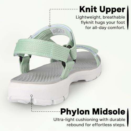 riemot Women's Sports and Outdoor Sandals, Comfortable Summer Sandal with Adjustable Straps, Open-Toe Slip-On Flats, Lightweight Casual Beach Shoes for Walking, Hiking, Trekking, Green, UK 6 — view 5