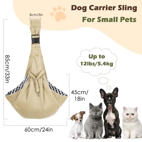 Pawaboo Small Dog Sling Carrier,for 3-10 lbs Pets, Light Khaki — view 2