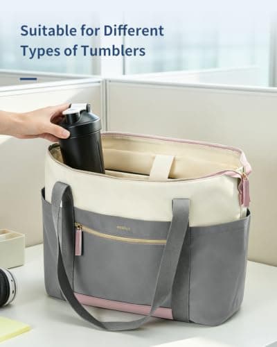 ECOHUB Large Tote Bags for Women, Lightweight Laptop Work Bag with Zipper — view 5