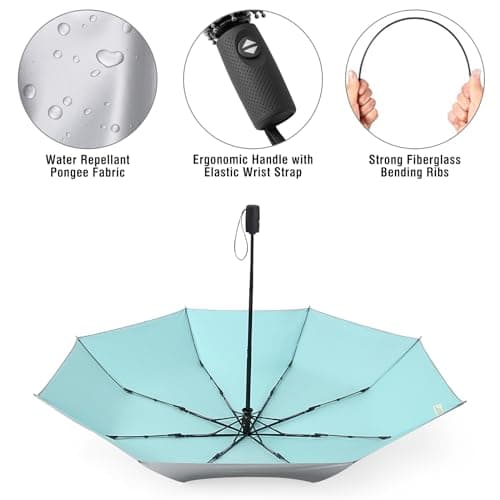 G4Free UPF 50+ UV Protection Travel Umbrella 42 Inch Sun Blocking Umbrella (Lake Blue) — view 6
