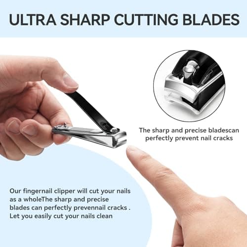 Ithyes Nail Clippers Nail Cutter Set Toenail Fingernail Clippers Kit for Thick Nails Stainless Steel Sharp Sturdy Trimmer for Men & Women, Set of 2 Black-siliver — view 3