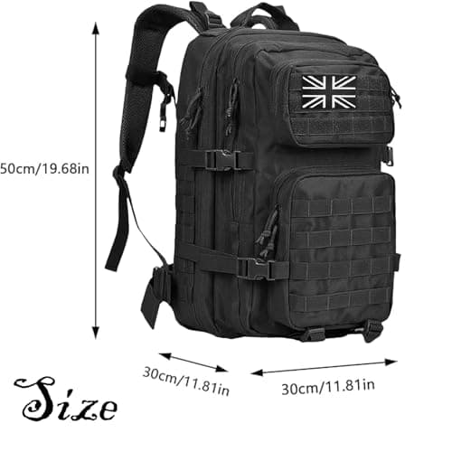45L Military Tactical Backpack, MOLLE Assault Pack for Hiking Camping Black — view 2