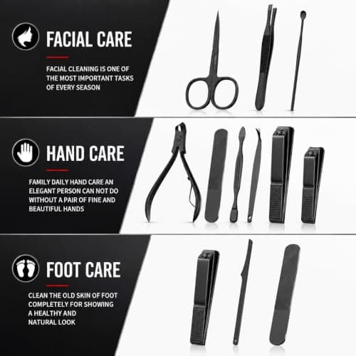 Manicure Set Stainless Steel Nail Care Kit 10 Pieces with Travel Case — view 3